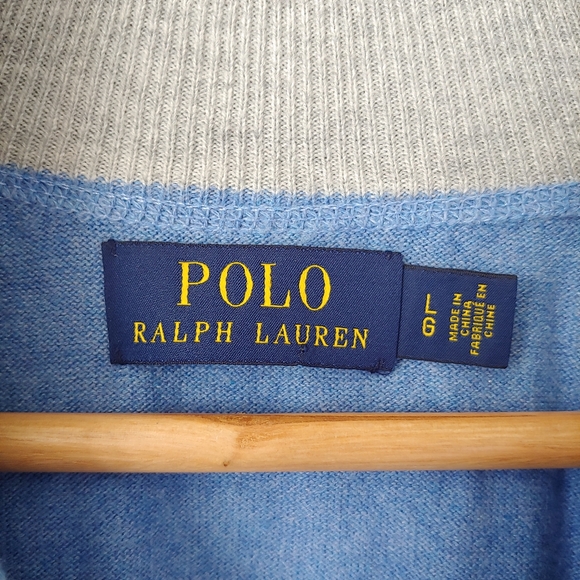 Polo Ralph Lauren Full Zip Cotton Sweater Size Large Blue - Picture 14 of 15